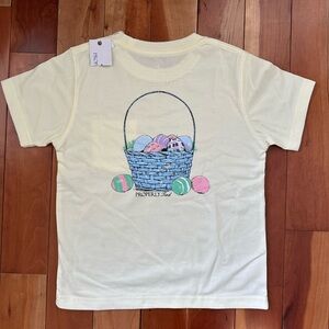 Kids' Short Sleeve Tee in Pale Yellow with Easter Basket Graphic